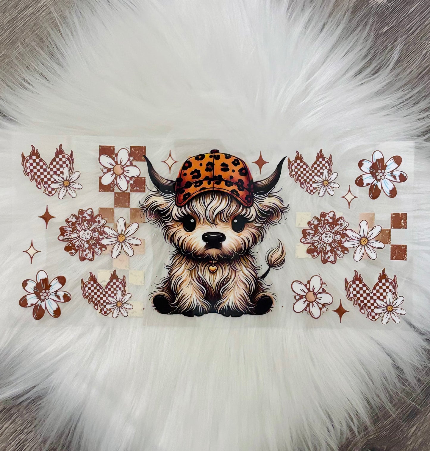 16oz UV DTF Wrap-Orange Highland Cow