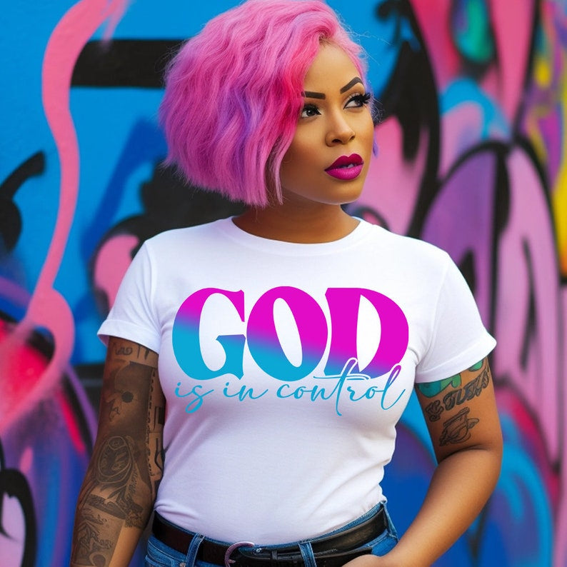 Ready To Press DTF Transfer- God is in Control/ Shirt not Included* Restock