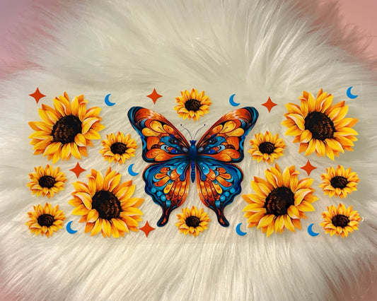 16oz UV DTF Wrap- Sunflowers/Butterfly