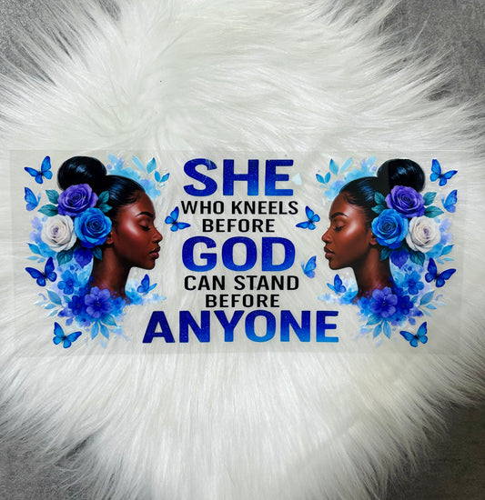 16oz UV DTF Wrap- She Who Kneels Before God
