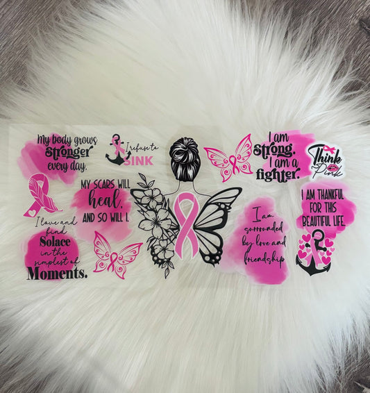 16oz UV DTF Wrap- Breast Cancer Awareness