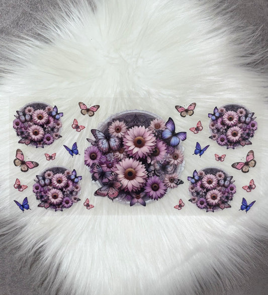 16oz UV DTF Wrap- Pastel Flowers & Butterflies